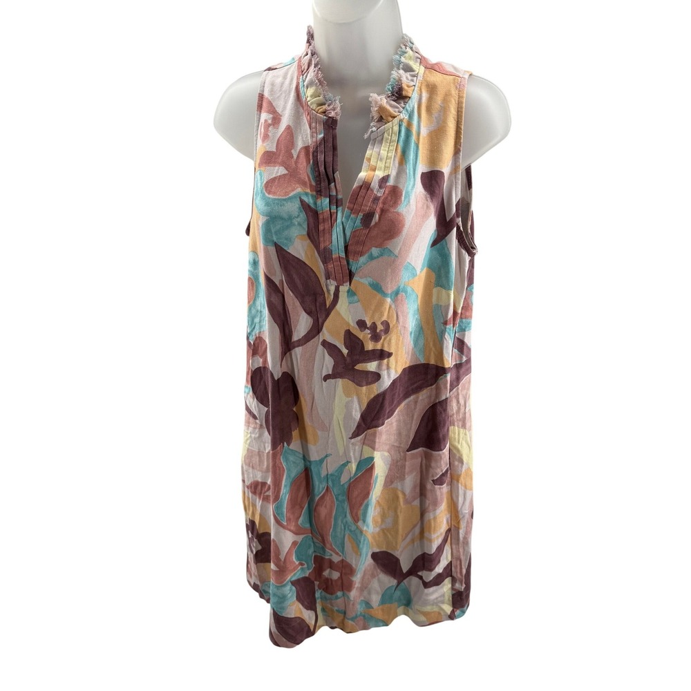 FDJ French Dressing Jeans Floral Ruffle Neck Shift Dress Medium NEW